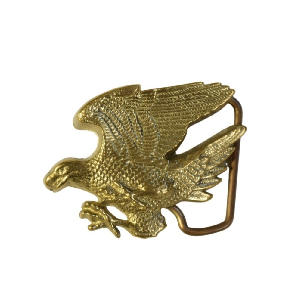 Vintage Solid Brass Flying Eagle Cutout Belt Buckle Western Cowboy Biker 1970s